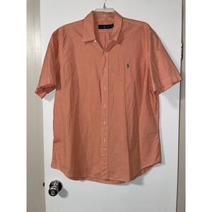 Polo by Ralph Lauren Orange Gingham Classic Fit Short Sleeve Button Down Mens XL